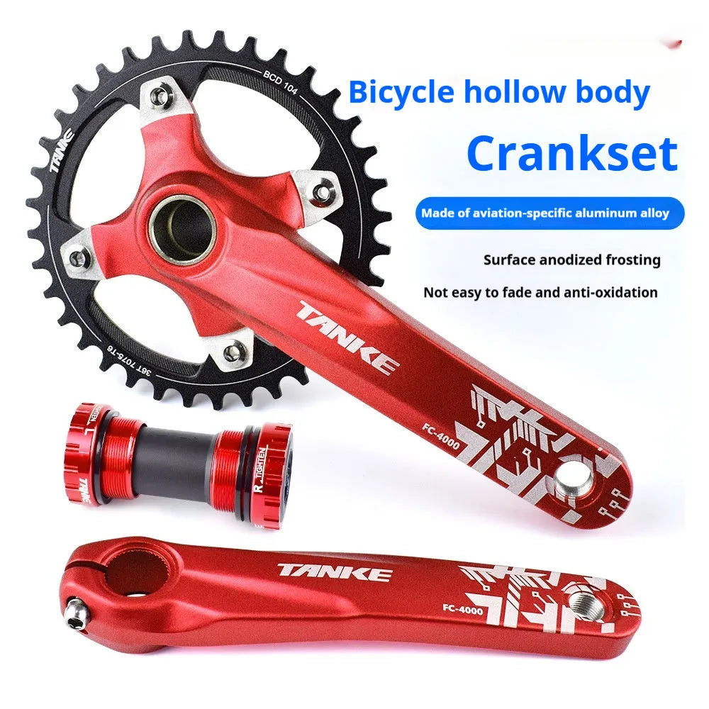 Mountain bike GXP crankset in black with aluminium chainring and steel shaft