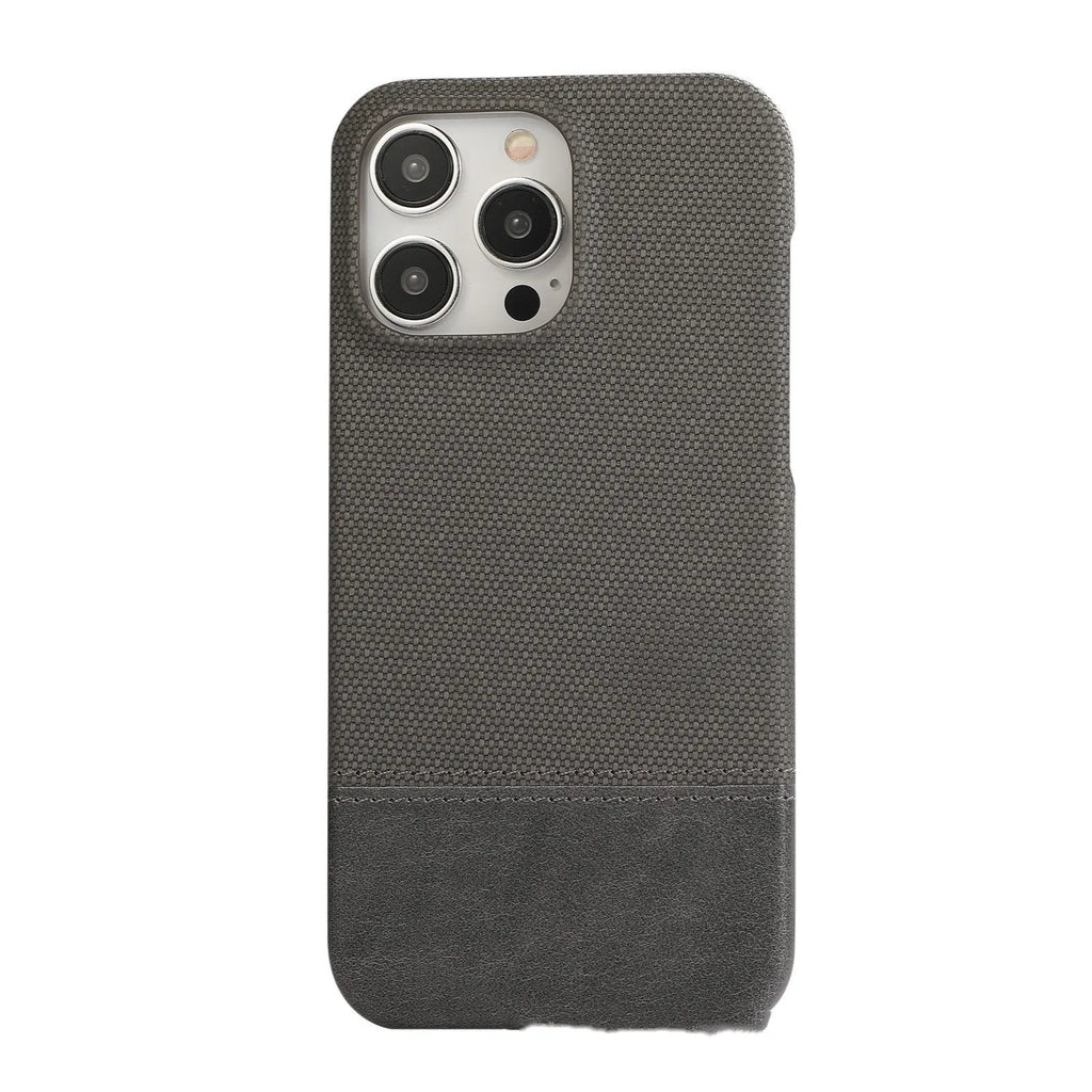 Imitation leather iPhone 17 phone case with fabric stitching, shockproof anti-fall design, six colour options