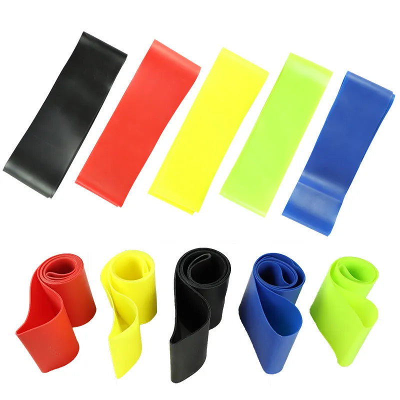 Five TPE resistance bands set with cloth bag and manual for leg, butt and yoga exercise