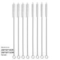 Set of long, thin stainless steel and nylon straw cleaning brushes for bottles.