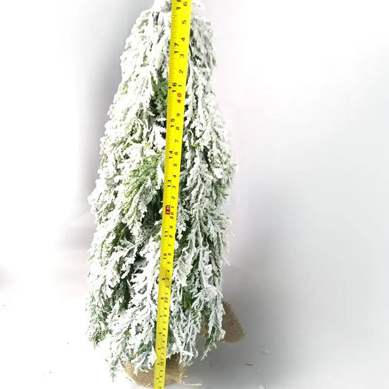 24-inch desktop artificial Christmas tree with lights and PE simulation snow spray decoration