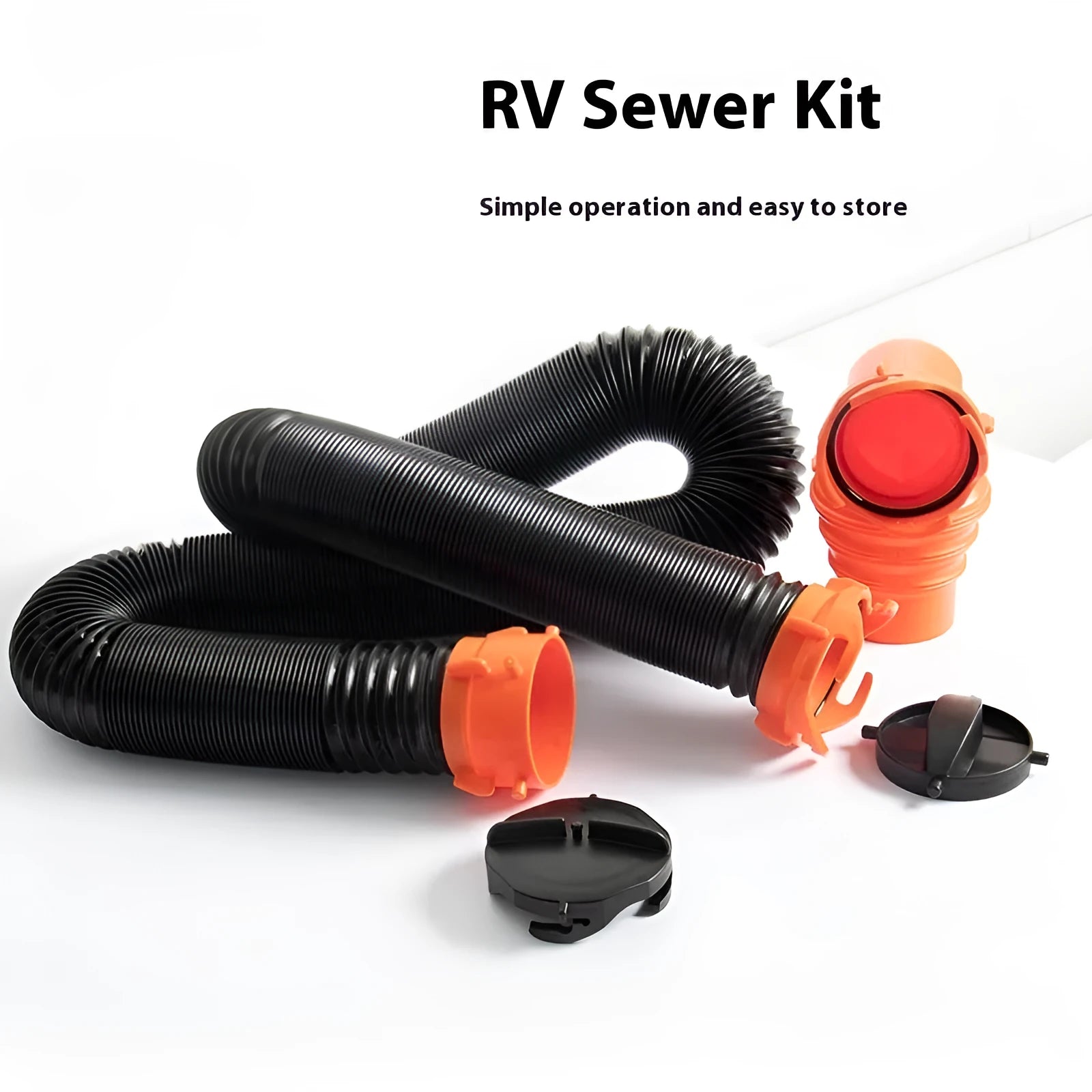 90 degree sewage hose elbow joint for caravan waste drainage systems showing right-angle bend