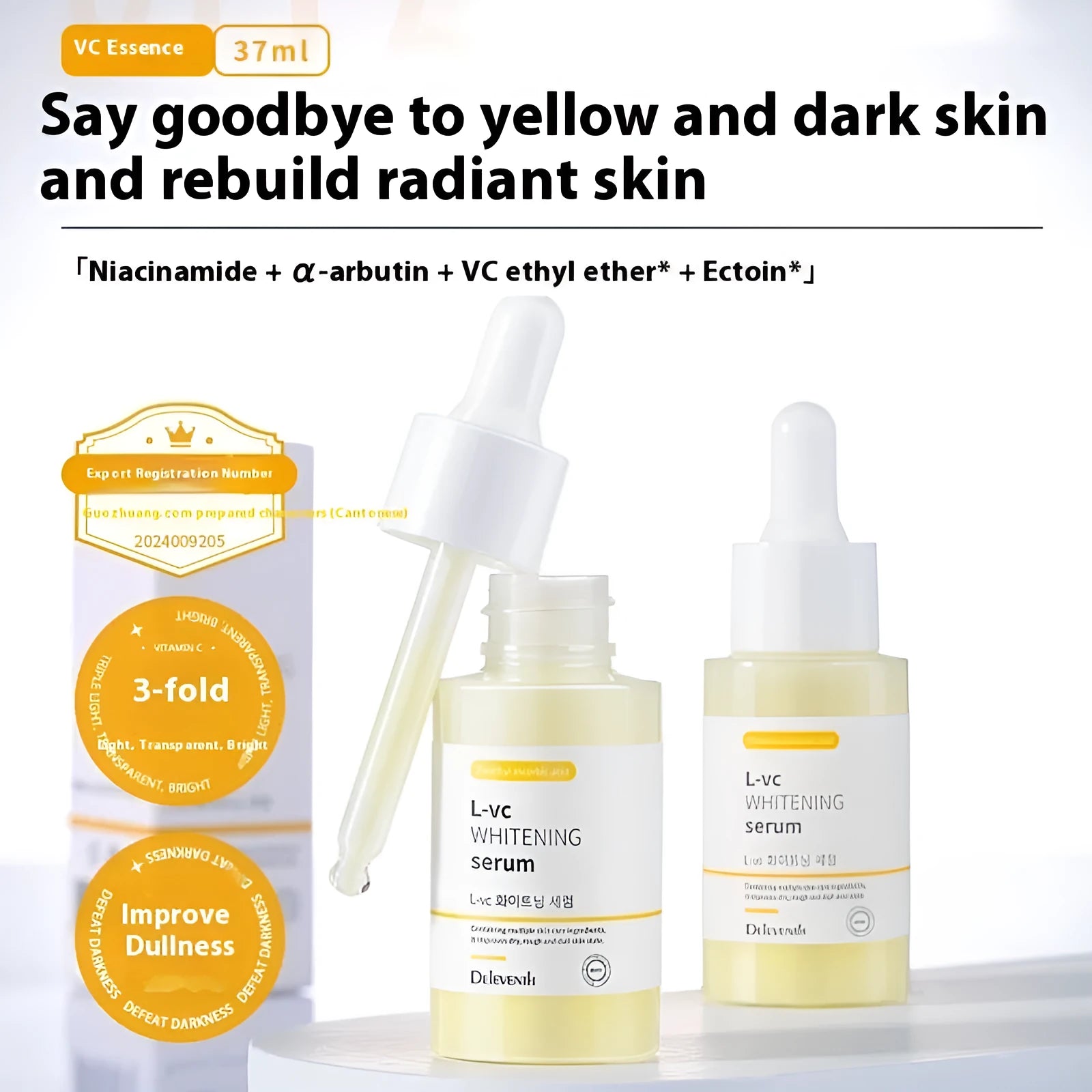VC Essence 37ml bottle with Yikedoyin Stock Solution for facial hydration and discolouration improvement
