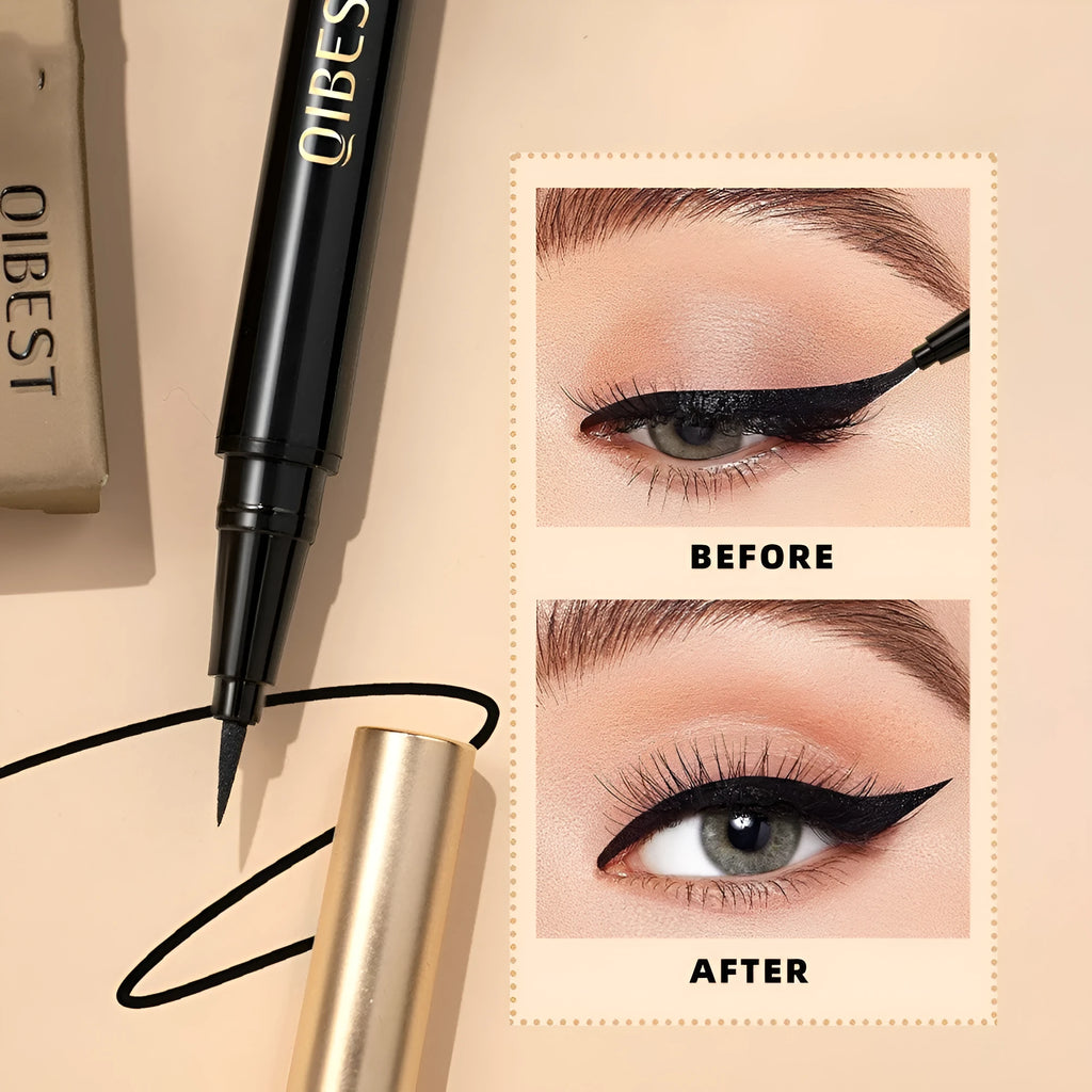 Black liquid eyeliner pen with waterproof and smudge-proof properties