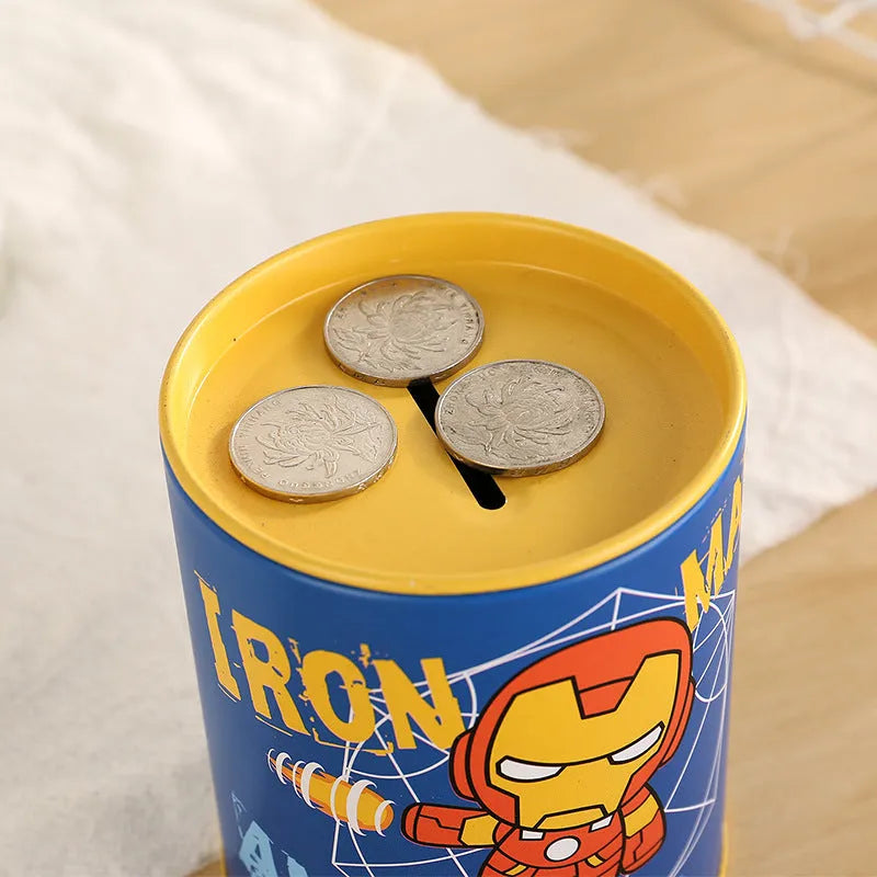 British style creative metal piggy bank for coins, measuring 85mm by 85mm by 102mm.