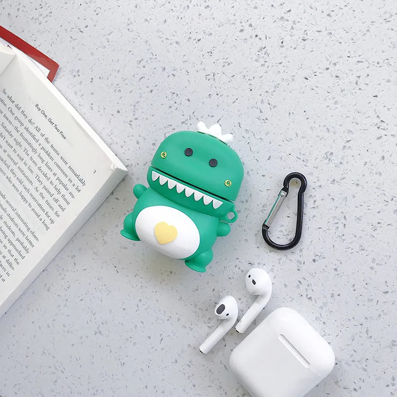 Silicone cartoon animal protective case for AirPods showing multiple colour options
