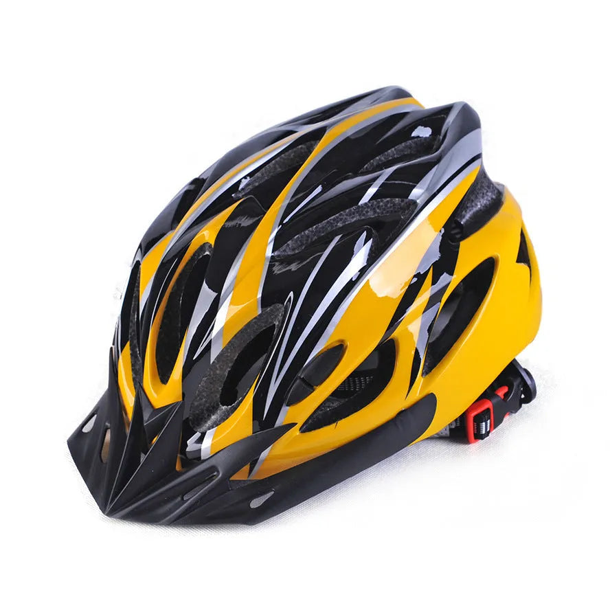 Unisex road bike helmet with 21 ventilation holes, EPS and PC shell, white and red colour, adjustable strap