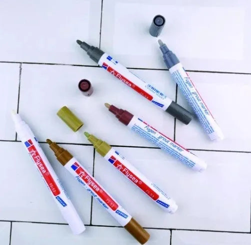 Tile gap grout coating marker pen for ceramic floor and wall tile crevice repair, available in six colours