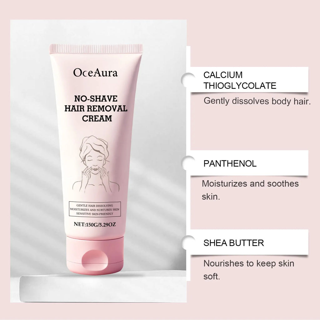 Body depilatory cream 150g tube with shea butter and panthenol for at-home hair removal