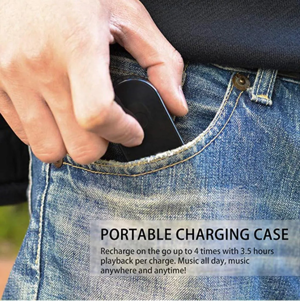 Black wireless Bluetooth headset for hands-free calling with ear hook design