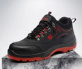 Guisalao men's safety shoes steel toe cap anti-smashing anti-piercing breathable low-top work boots black