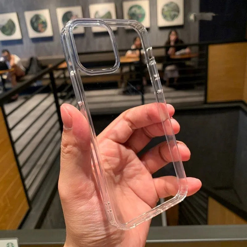 Transparent acrylic TPU PC phone back cover for iPhone and Samsung with inner airbag