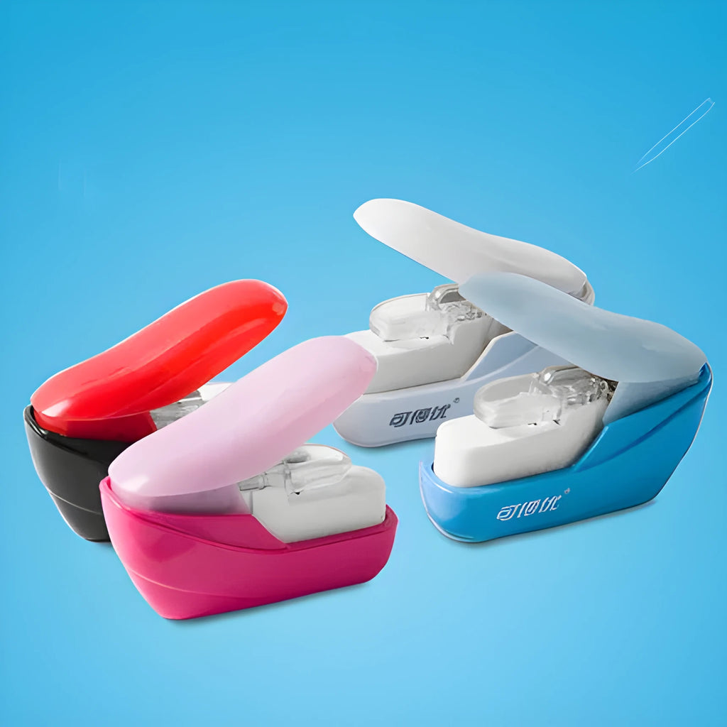 Stapler-free stapler compact embossed ABS paper binder 50x25x50mm random colour