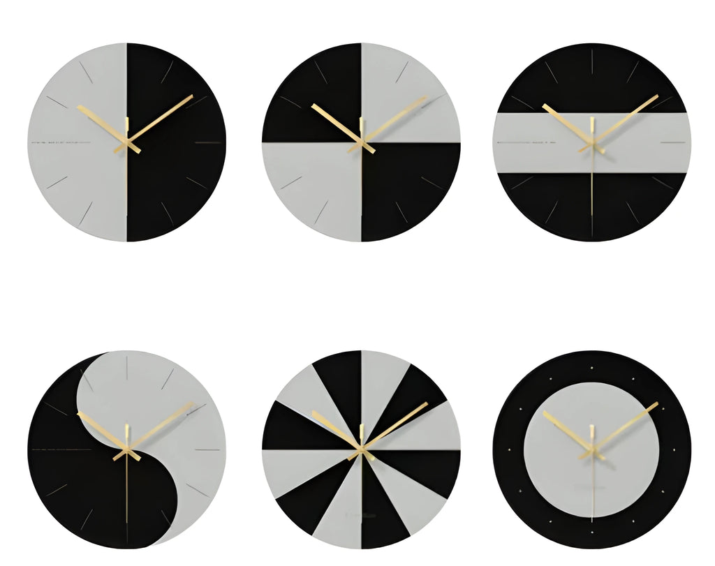 Minimalist clear tempered glass wall clock, 29.5cm diameter, with black printed numerals on silent movement.