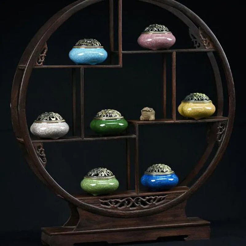 Ceramic retro package design incense burner available in multiple colours for meditation and decoration