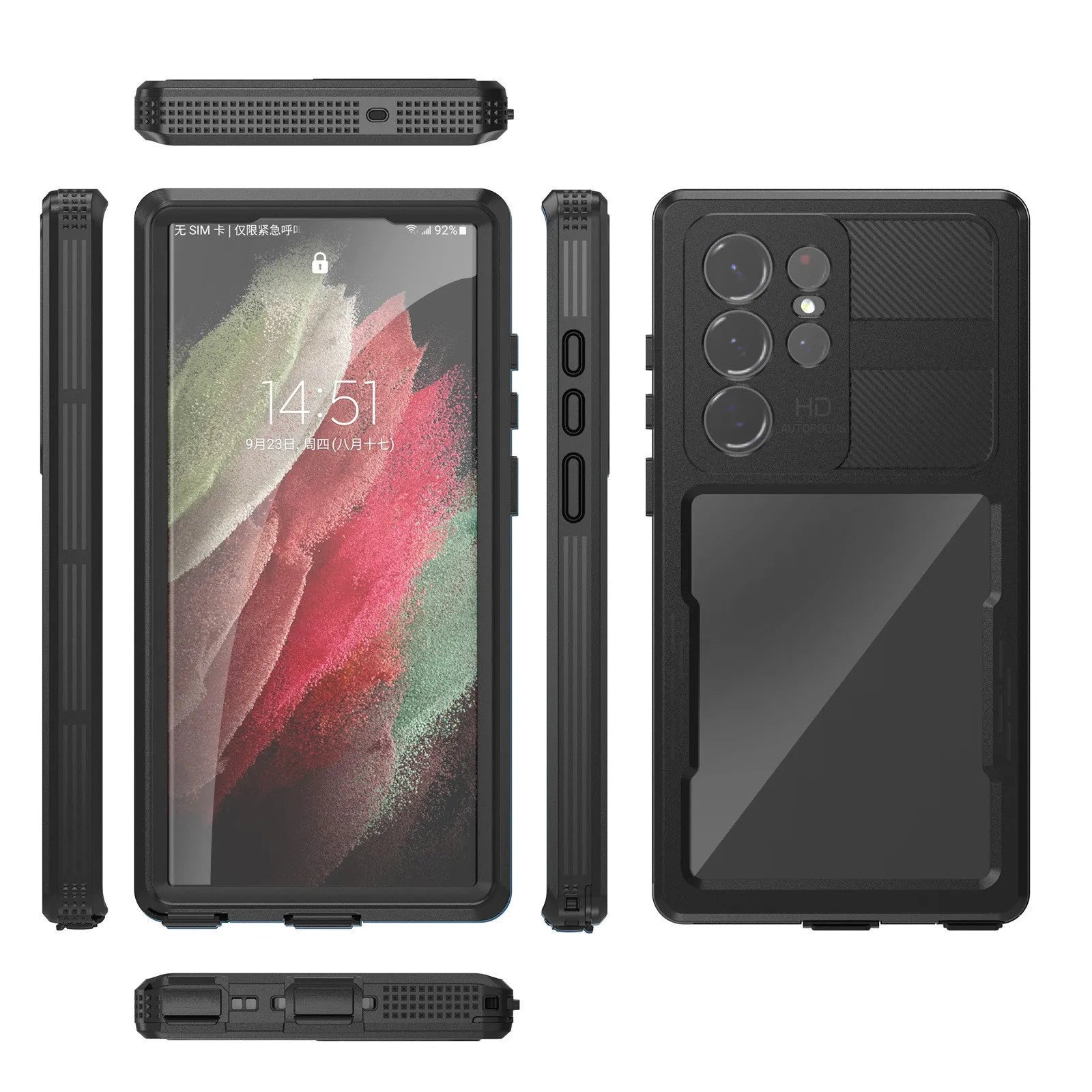 Fashion outdoor drop-resistant protective cover for Samsung S23 Ultra in Black made of TPU PC PET