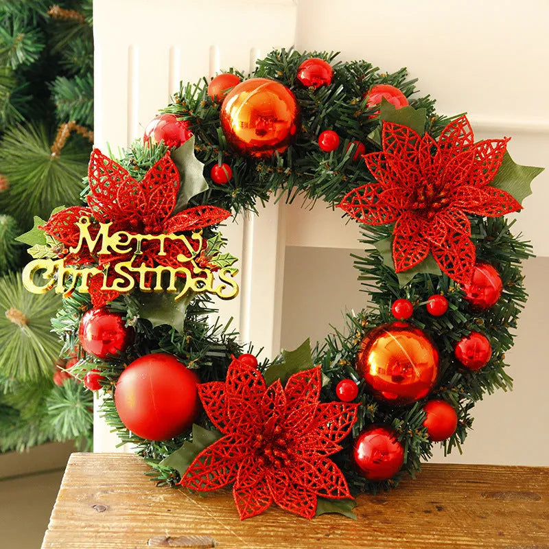 30cm multicolour plastic Christmas wreath decoration in six colour variations