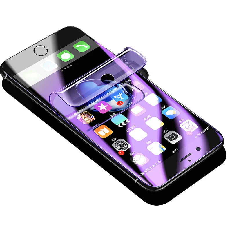 Purple light curved hydraulic film screen protector for Samsung Galaxy phones.