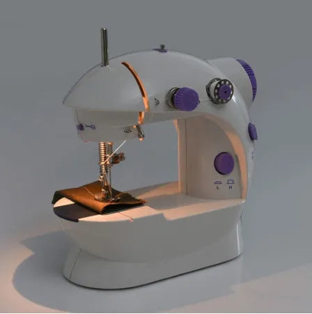 Electric mini household sewing machine with compact 20cm dimensions and multiple plug options