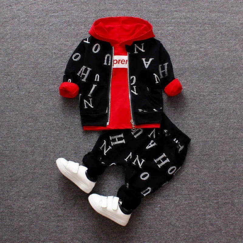 Red and white long sleeve children's clothes set for sizes 80cm to 110cm