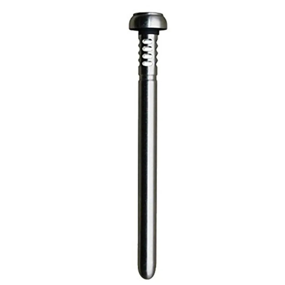 Stainless steel wine cooling rod and pourer in silver, with a bottle of red wine