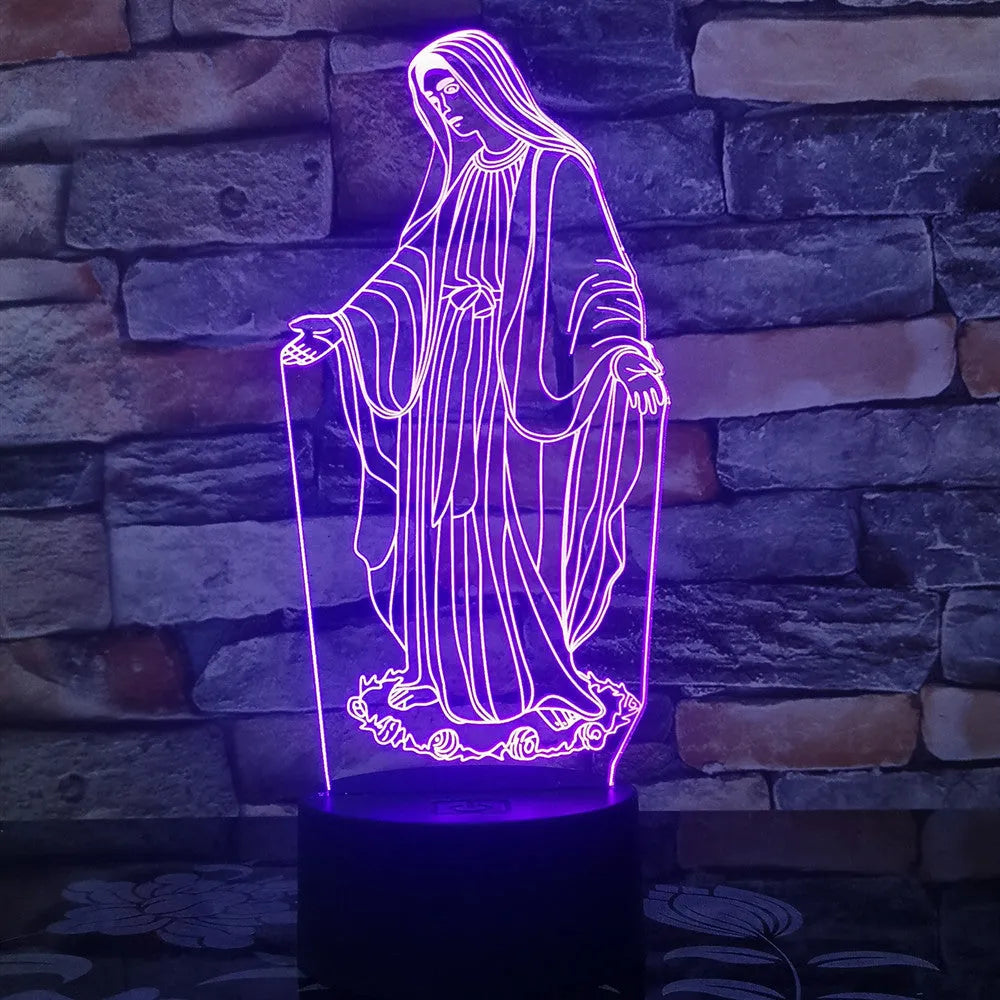 3D LED night light showing laser-engraved acrylic creating stereoscopic dual ring patterns