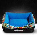 Cloth pet litter mat in dark red with colourful pet nest style, available in sizes S and M for dog and cat litter areas