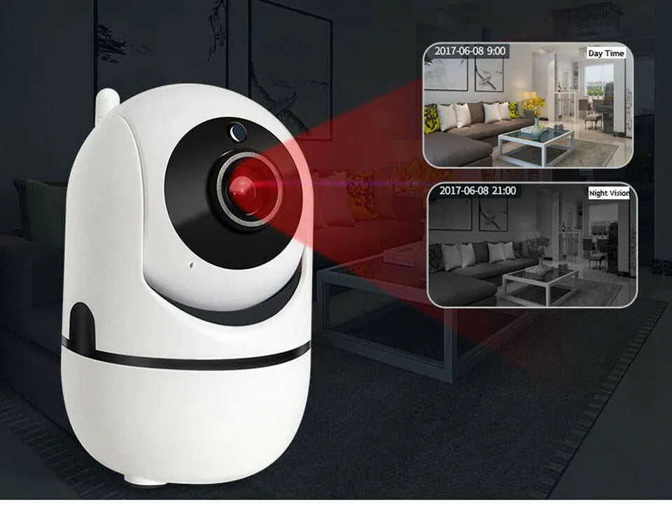 White WiFi PTZ IP camera with 1080P night vision 360° pan tilt indoor security monitor