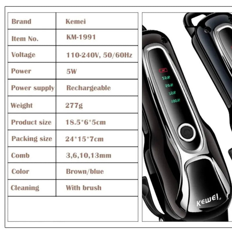 Black rechargeable pet shaver and clipper with 5W motor, patented mobile blade, and 120-minute runtime