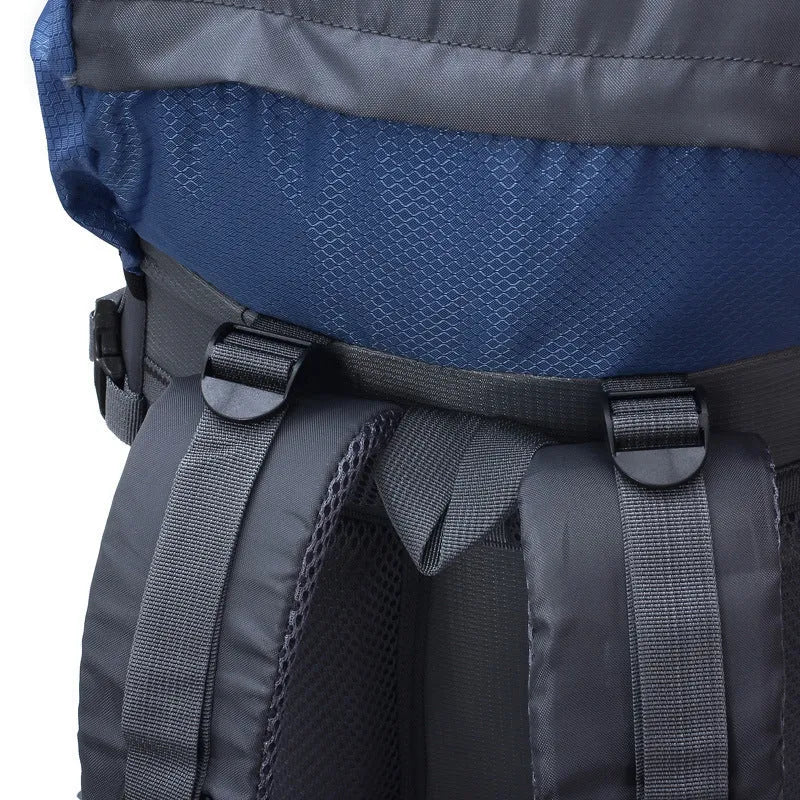 60L waterproof outdoor shoulder bag in black, polyester material, with shoulder straps and spacious main compartment