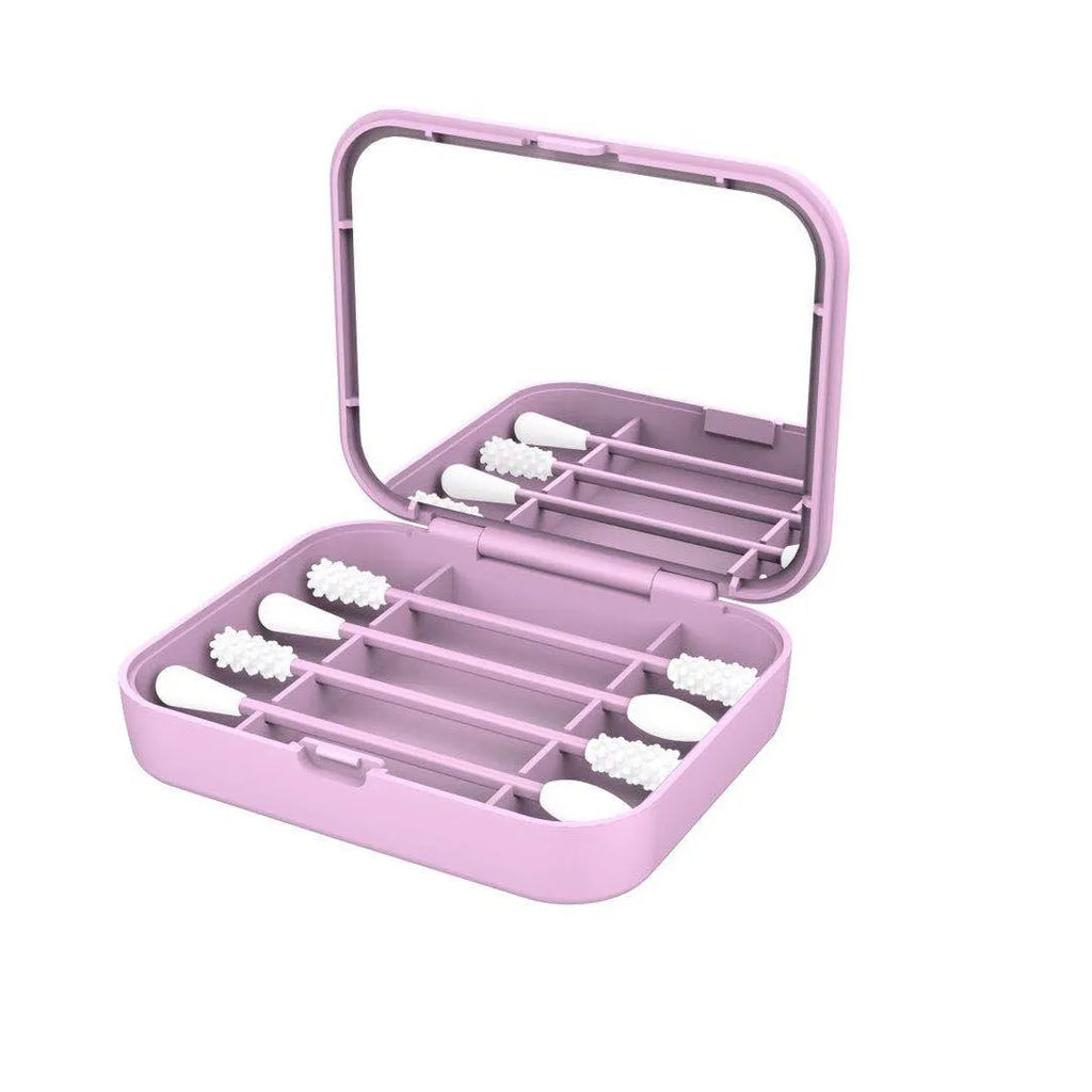 Double-headed silicone ear stick in pink, reusable cleaning tool for dirt and grease removal