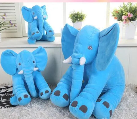 Soft plush elephant doll in blue, 40cm tall, with PP cotton filling and short plush fabric