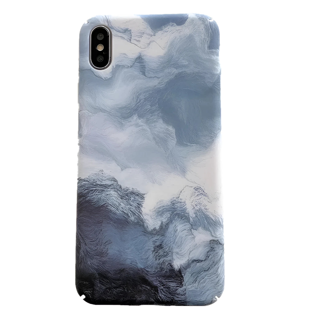 Blue wave pattern polycarbonate hard case for iPhone, back cover view