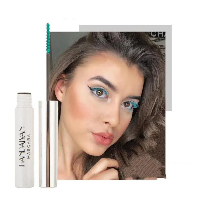 Colour mascara for thick curls with fine brush head, smudge-proof formula, 12 colours available including Black Blue Brown