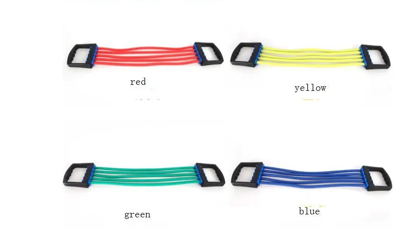 Rubber chest expander for arm muscle training in multiple colour options black blue green red yellow