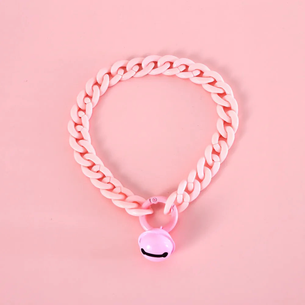 Macaron candy colour plastic adjustable pet collar for cats or dogs in blue or pink.