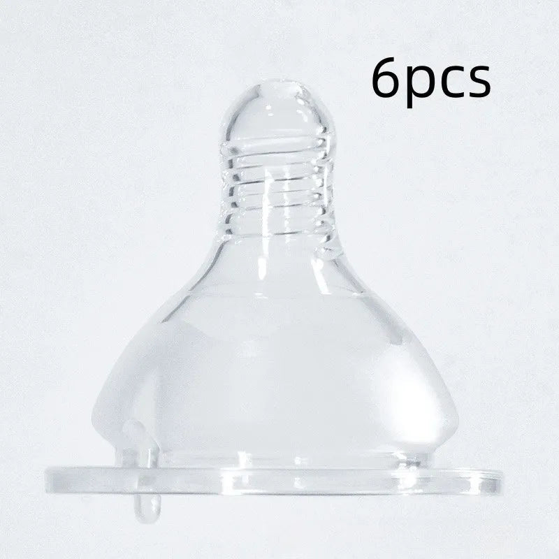 Transparent liquid silicone wide mouth baby bottle nipple cross hole size for newborns 0-3 months