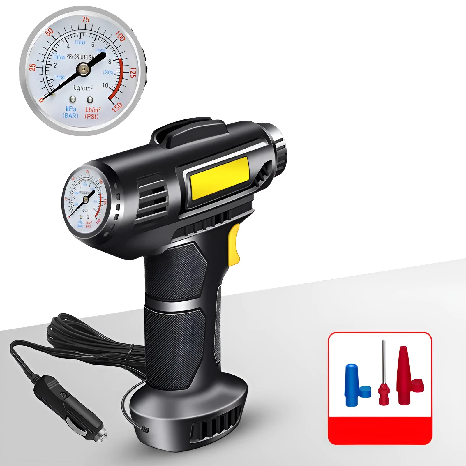 Wireless electric tyre pump with digital display and lithium battery