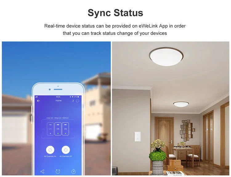 Smart wall switch with tempered glass panel, touch control, 220-250V 10A rating and 120mm mounting hole distance