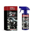Silver aerosol can of Auto Refresh car spray polish with detailing cloth on clean car bonnet.