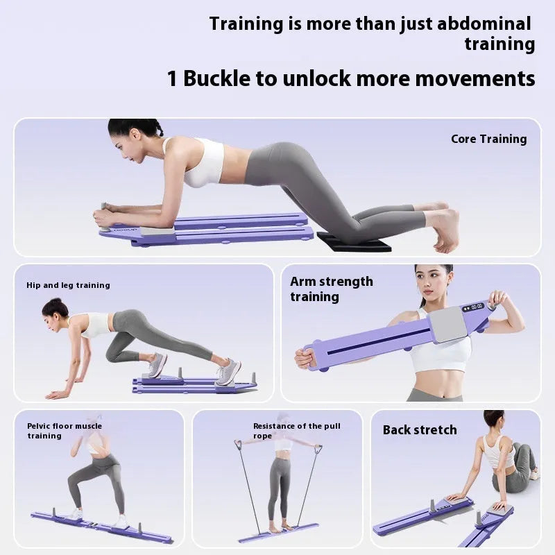 A purple split-design skiing machine trainer, an 85cm long board for home cardio exercise.