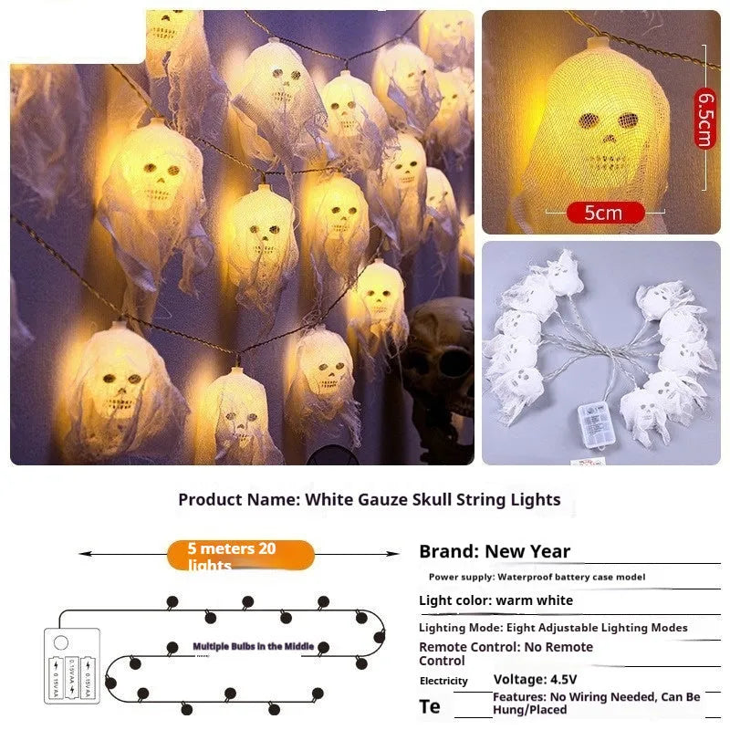 Battery powered Halloween LED coloured lights for indoor wall decoration in plastic shell