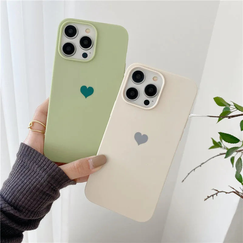 Little Love frosted TPU phone case for iPhone, fall protection, love theme, Matcha colour