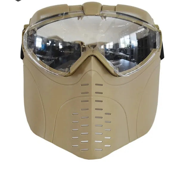 MARUI Anti Fog Ventilated Tactical Airsoft Full Face Mask in Black with electric fan and gas mask styling