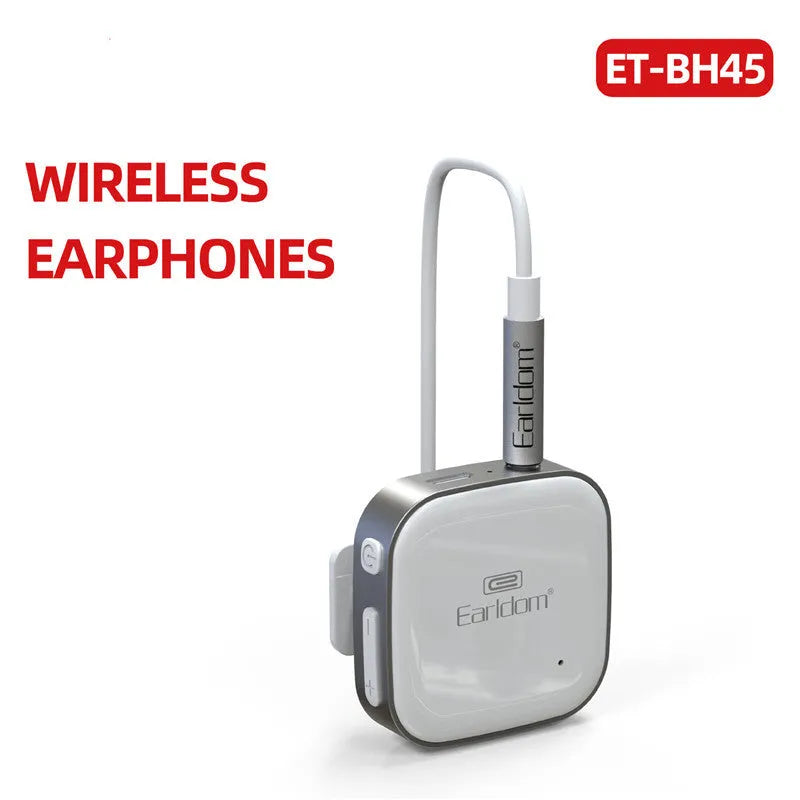 Bluetooth audio receiver for converting wired headphones to wireless with lavalier wearing style