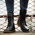 Men's black leather lace-up casual shoes with round toe and flat heel
