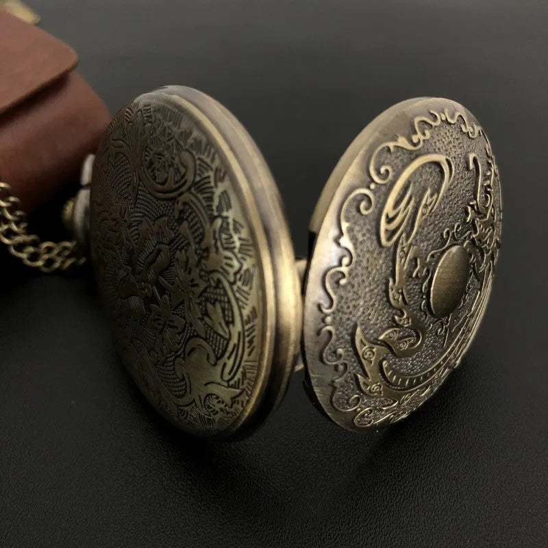 Dragon bone stone bronze pocket watch 13mm thick casual British clothing accessory
