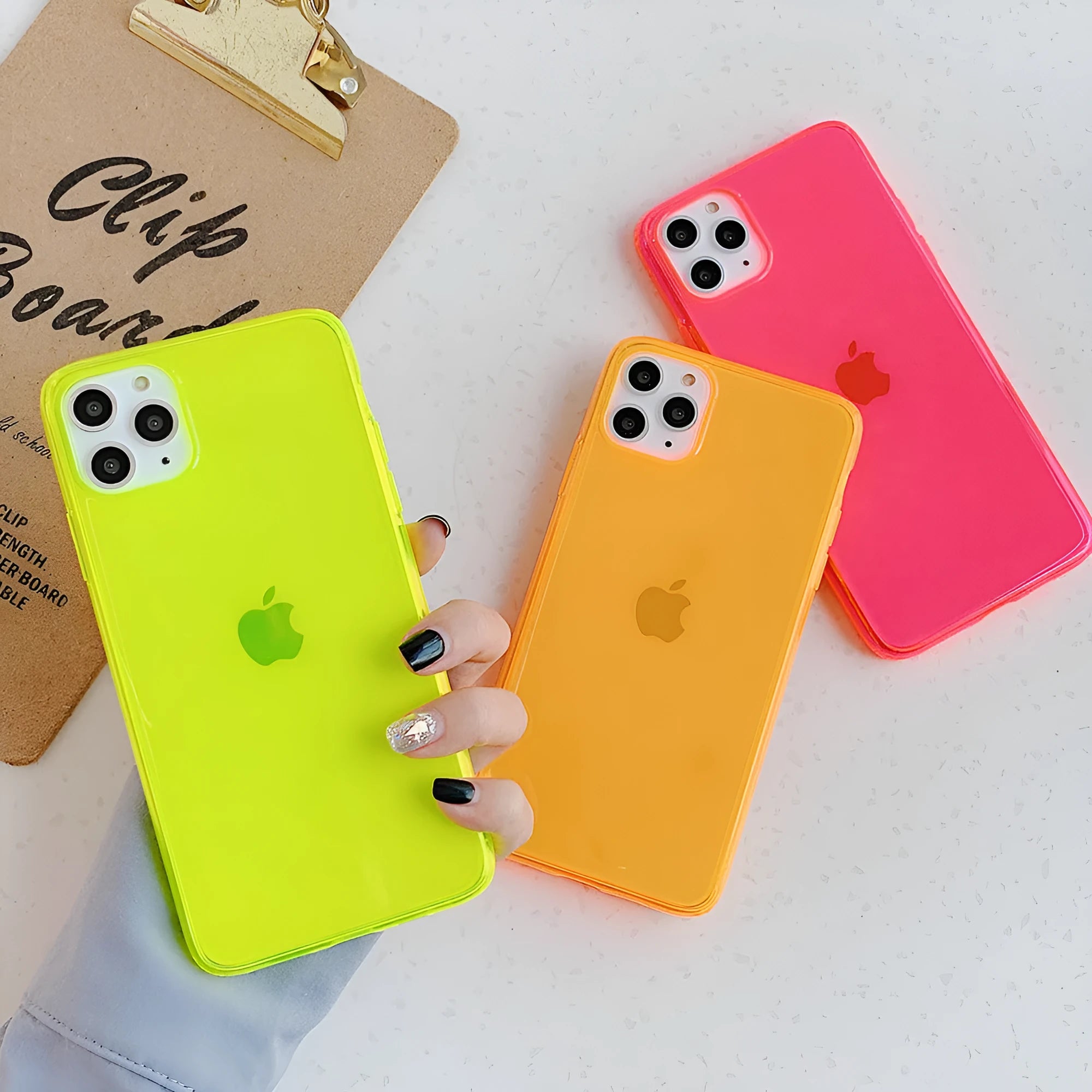 Fluorescent solid colour TPU back cover case for iPhone, shatter resistant, fits iPhone 11, 12, 13