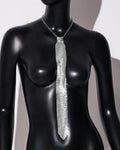 Silver metal sequins arrow-style bow tie for adult party or music festival wear