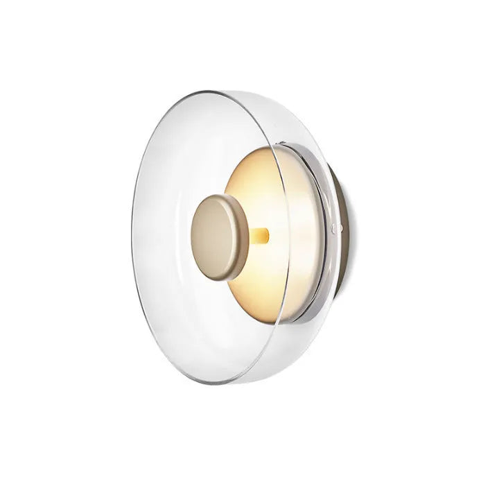 Scandinavian glass wall lamp with petal-shaped shade in gold and transparent glass, 230mm